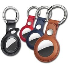 Image of For Apple AirTag Leather Loop Holder Keyring Carry Case Keychain Pet Air Tag UK