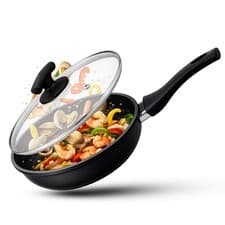 Image of Non-Stick Frying Pan with Lid – 24cm / 28cm | Induction Compatible Deep Fry Pan
