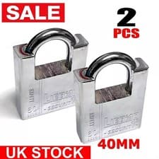 Image of 2x Heavy Duty Armoured Padlock 40mm Outdoor Shed Warehouse Security Lock 4 Keys