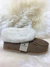 Image of Ladies Genuine Sheepskin Hard Sole Lena Bootie Slippers  Warm 4 5 6 7 8 Chestnut