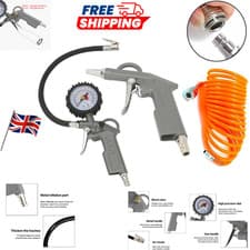 Image of 3pcs/kit Air Compressor Recoil Hose Line Tool Tyre Inflator Duster Gun Tools UK