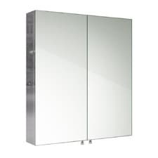 Image of Bathroom Mirror Cabinet Wall Hung Mount Double Door Stainless Steel 670 x 600mm