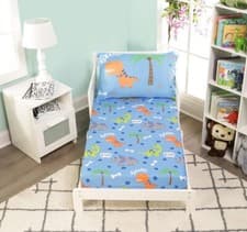 Image of Dinosaur Prehistoric Dino Toddler Sheet and Reversible Pillow Case Set