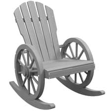 Image of Outsunny Adirondack Rocking Chair Porch Poolside Garden Lounging Grey