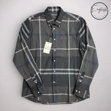 Image of Barbour Dunoon Shirt Men’s Large Graphite Tartan Tailored Fit