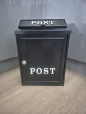 Image of Black Oxford Wall Mounted Letter Post Box Mailbox with White Text 42cm Metal NEW