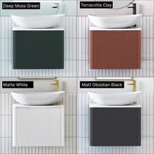 Image of 600mm Bathroom Fluted Wall Hung 1 Drawer Worktop Vanity Unit Countertop Basin