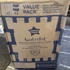 Image of Tommee Tippee Twist and Click Advanced Nappy Disposal Bin with 2 refills 