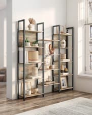 Image of Bookcase, Bookshelf With 14 Shelves, Metal Frame, Shelf Unit For Living Room