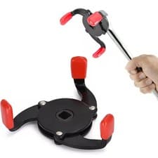 Image of Adjustable Three Jaw Oil Filter Wrench, 60-95mm, Non-Slip Grip, 45 Gauge Steel