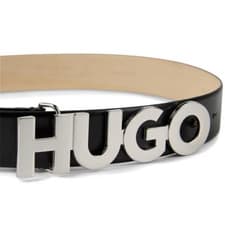 Image of Hugo Boss Womens Zula Leather Belt Black (ALL Waist Sizes) Silver Buckle New