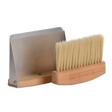 Image of Table Top Dustpan and Brush Set Beech Wood Handle Zinc Pan Home Cleaning