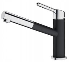Image of FRANKE ORBIT ONYX BLACK CHROME PULL OUT MONO KITCHEN SINK MODERN MIXER TAP