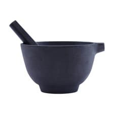 Image of Pre-Seasoned Cast Iron Imam Dasta Mortar Pestle Set Okhli Masher Khalbatta