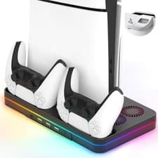 Image of For PS5 Stand Cooling Fan Dual Controller Charging Station Playstation 5 Accesso