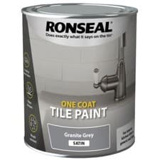 Image of Ronseal Water Based 1 Coat Tile Paint 750ml Bathroom Kitchen -Satin Granite Grey