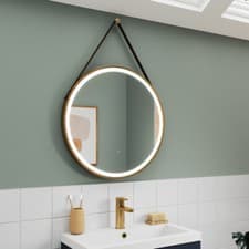 Image of Hudson Reed 600mm Round Illuminated Mirror - Brushed Brass (18839)