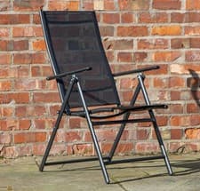 Image of Outdoor Garden Patio Multi Position Reclining Folding Chair in Black