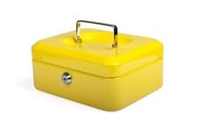 Image of PAVO Premium 8-Inch Metal Cash Box with 2 Keys and Removable Change Tray - Yello