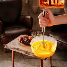 Image of Semi-Auto Eggs Whisk, Stainless Steel Egg Beater Rotary Whisk Blender Hand Push