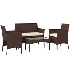 Image of Outsunny 4 Piece Rattan Garden Furniture Sofa Set with Cushions, Brown