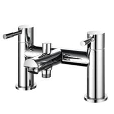 Image of Curved Bath Mixer Taps with Shower Handset & Hose Chrome Coated Brassware