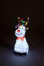 Image of 50cm Acrylic Sitting Reindeer LED Light Up Christmas Decoration Xmas Multi Col