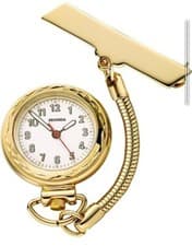 Image of Sekonda Nurses Fob Watch Yellow Gold Tone Vintage Look Quartz Arabic