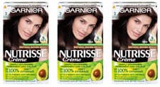 Image of Garnier Nutrisse 3 Darkest Brown Permanent Hair Dye x 3 Pack Great Value