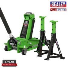Image of Sealey 3015CXHV Trolley Jack 3 Tonne Super Rocket Lift & Axle Stands (Pair) 3 T