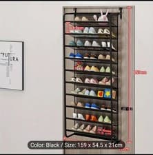 Image of 10 Tier Hanging Shoe Organiser Over Door Storage Rack Closet Shoes