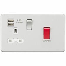 Image of Knightsbridge 45A DP 13A Switch Socket Dual USB Charger Port Screwless Cooker