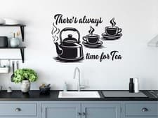 Image of Tea Time Wall Stickers Tea Cup Window Kitchen Home Decor Decals Quote Words