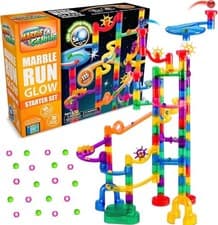 Image of Marble Genius Glow Run Race Track Set (115 pcs) - STEM Toy, Glow in the Dark