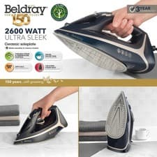 Image of Beldray Steam Iron Ceramic Soleplate EasyGrip Variable Temperature Navy/Platinum