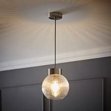 Image of Maddison Clear Ribbed Glass Metal Cap Ceiling Light Fitting Gold Chrome LED Lamp