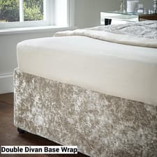 Image of Catherine Lansfield Crushed Velvet Divan Base Wrap Natural 137x198x38cm-Dirty