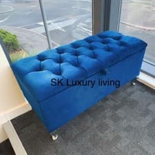 Image of Ottoman Storage Box Chesterfield Velvet Blanket Toy Box Pouffe Bench Footstool.