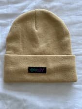 Image of Oakley Beanie Hat B1B Gradient Patch Light Curry Acrylic Knit Regular Fit