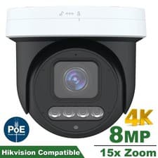 Image of 15X Zoom 20fps 4K 8MP Hybrid Light POE PTZ IP Dome Camera IR 30m 2 Way Audio UK