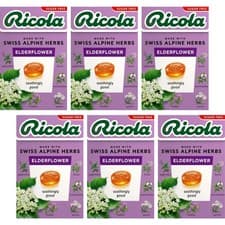 Image of 6 X Ricola Elderflower Sugar Free Natural Herbal Sweets 45g