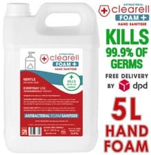 Image of Clearell 5L -20L | HAND SANITISER FOAM | 99.9% Antibacterial Alcohol Free Litres