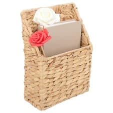 Image of 12 Inch Water Hyacinth Wicker Wall Baskets, Hanging Wicker mail Baskets for W...