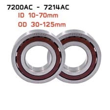 Image of Single Row 7200AC - 7214AC Angular Contact Ball Bearings Open Type Bearing Steel