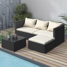 Image of RATTAN GARDEN FURNITURE CUBE SET CHAIRS TABLE OUTDOOR PATIO RATTAN with Cushions