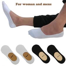 Image of 6,12x Pairs Mens Womens White & Black Cotton Rich Summer Invisible Trainer Socks