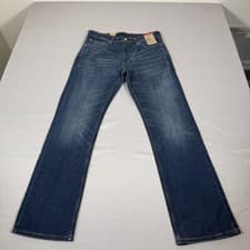 Image of Levis Jeans Mens 32x32 Blue 527 Slim Bootcut Stretch Denim Pants Western Cowboy