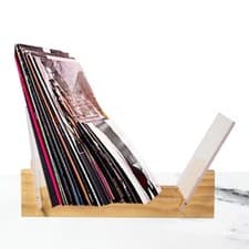 Image of Vinyl Record Storage Holder,Wood Stand with Clear Acrylic Ends,Portable,