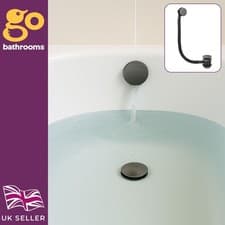 Image of Gunmetal Overflow Bath Filler Polished Grey Bath Waste Filler Modern Bathrooms