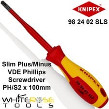 Image of Knipex VDE Screwdriver Phillips PlusMinus Slim Insulated 1000V PH/S2 x 100mm